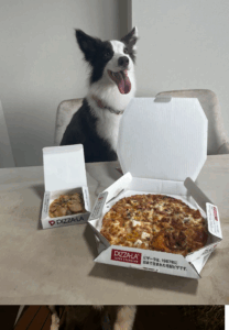 ピザを食べるルイ